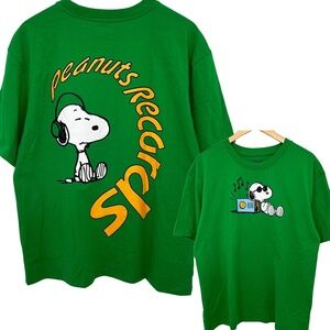 NWOT Peanuts Records Snoopy Bright Green T-Shirt Men’s Large